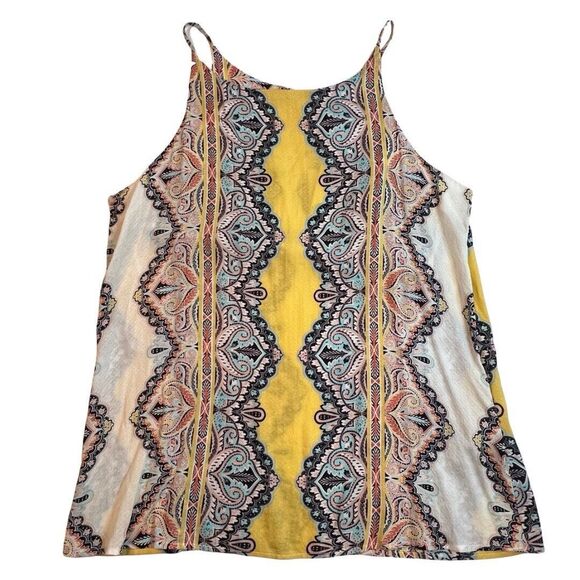 Verse Tops - Verse Blouse Womens Medium Alecto Halter Top Colorful Yellow Paisley Hippy Shirt